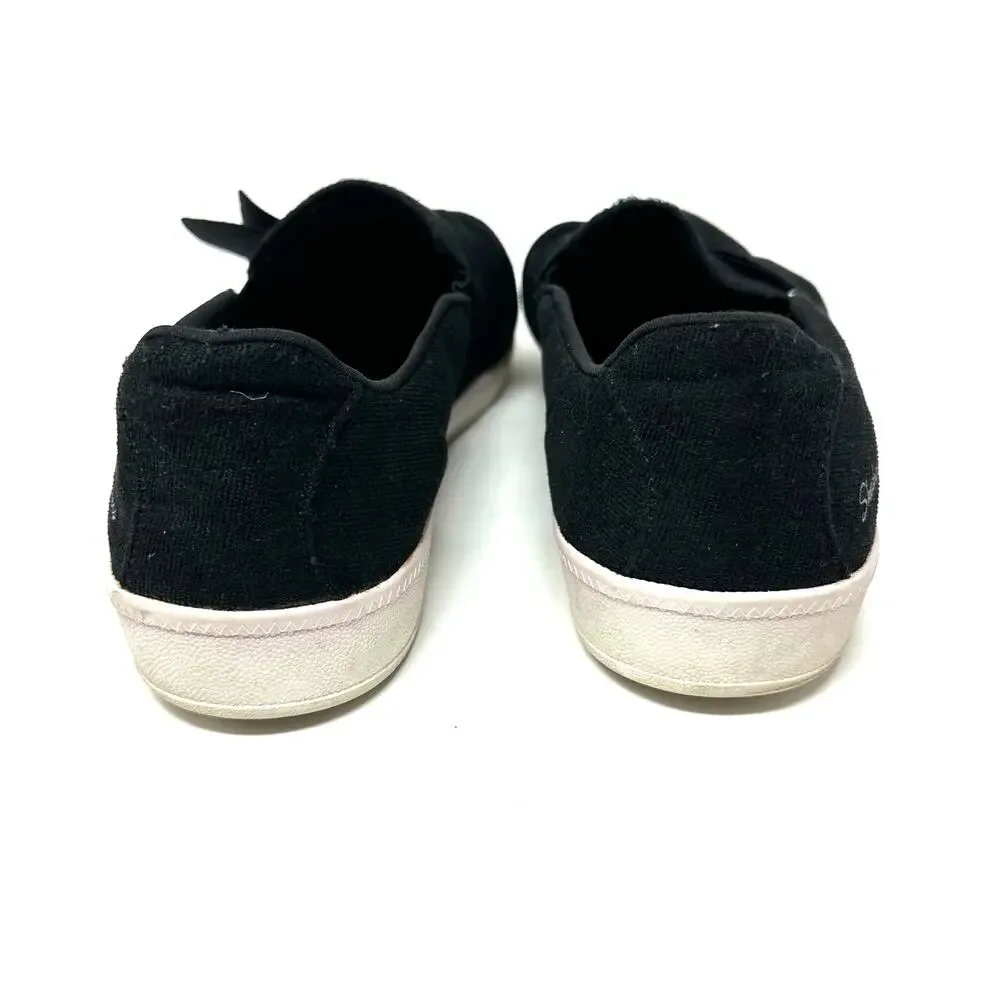 Skechers Size 8.5 Slip-Ons Black w/ White Soles Air-Cooled Memory Foam Bow Comfy - Picture 4 of 8